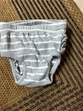 Hanna Andersson Gray & White Striped Ruffle bloomers